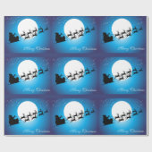 満月に対するサンタクロース、そり及びトナカイ ラッピングペーパー (フラット)