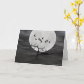 満月に対するワタリガラス カード (黄色い花)