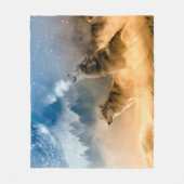 満月に狼が遠吠え フリースブランケット (正面)