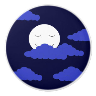 満月に雲を浮かべて微笑む セラミックノブ