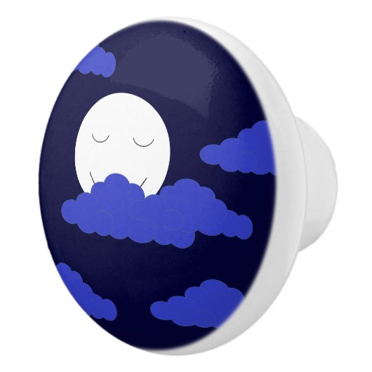 満月に雲を浮かべて微笑む セラミックノブ (右)