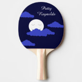 満月に雲を浮かべて微笑む:ダークブルー 卓球ラケット (正面)