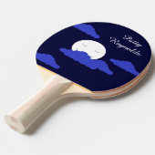 満月に雲を浮かべて微笑む:ダークブルー 卓球ラケット (正面アングル)