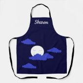満月に雲を浮かべて笑顔 エプロン (正面)