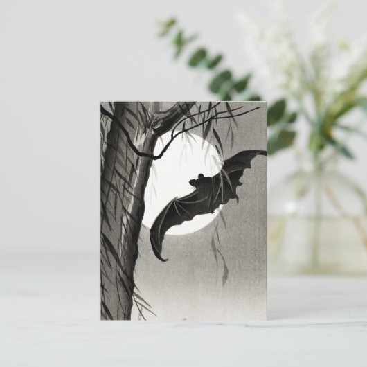 満月のこうもり絵画大原小村 ポストカード (スタンド正面)
