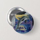 満月のイルカ 缶バッジ (正面&裏面)