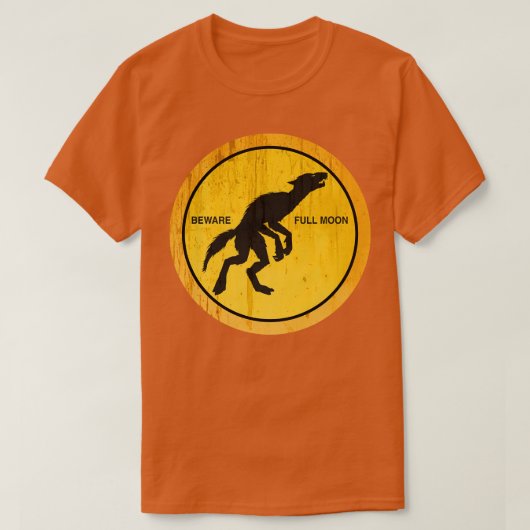 満月のオオカミの夜に用心 Tシャツ (デザイン正面)