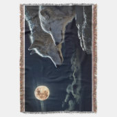 満月のオオカミ スローブランケット (正面縦)