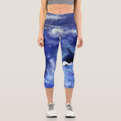 満月のキラークジラ – アートスケッチ カプリレギンス (正面)