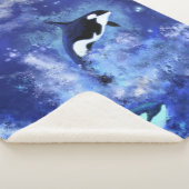 満月のキラークジラ – アートスケッチ シェルパブランケット (3/4)