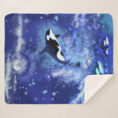 満月のキラークジラ – アートスケッチ シェルパブランケット (正面(横))