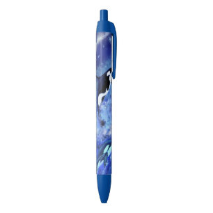 満月のキラークジラ – アートスケッチ – 青 青ボールペン