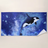 満月のキラーホエールー – スケッチビーチタオル ビーチタオル (正面)