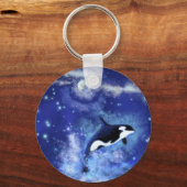 満月のキラー鯨 – あなたの写真/文字を追加 キーホルダー (正面)