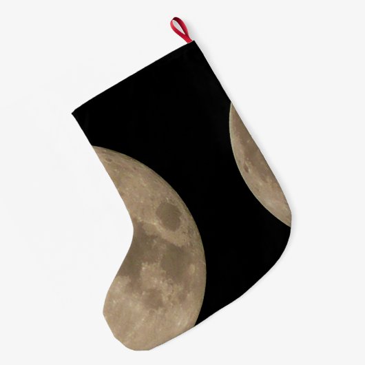 満月のクリスマスのストッキングのカスタムに貯蔵する月 ラージクリスマスストッキング (裏面 (吊り時))