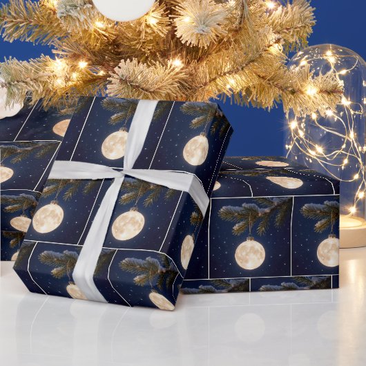 満月のクリスマスオーナメント ラッピングペーパー (クリスマス)