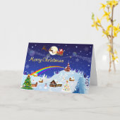 満月のクリスマス カード (黄色い花)