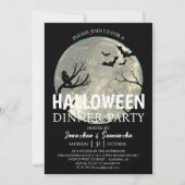 満月のクロウ & バット ハロウィンパーティー 招待状 (正面)