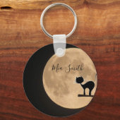 満月のゴシックブラック猫 キーホルダー (正面)
