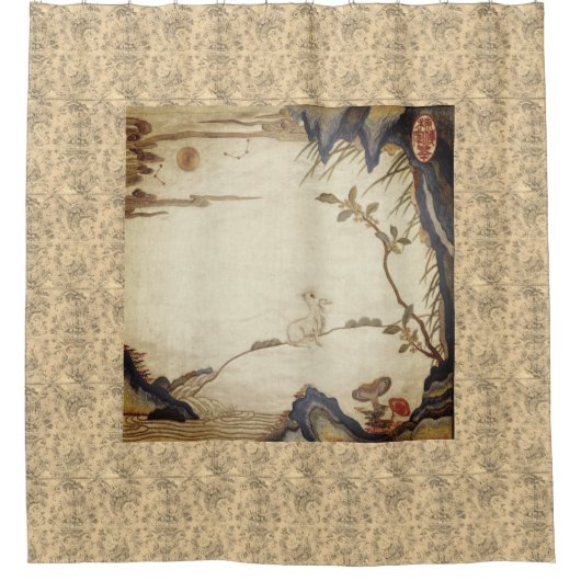 満月のシャワーカーテンに関するうさぎ シャワーカーテン (正面)