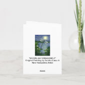 満月のトンボの池の《植物》スイレンの芸術のメッセージカード カード (裏面)