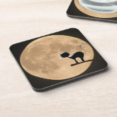 満月のハロウィーンのゴシック様式の黒猫 コースター (左側)