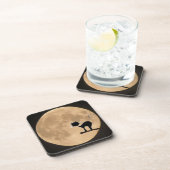 満月のハロウィーンのゴシック様式の黒猫 コースター (右側)