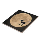 満月のハロウィーンのゴシック様式の黒猫 タイル (側面)