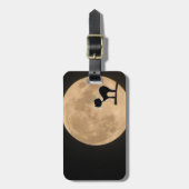 満月のハロウィーンのゴシック様式の黒猫 ラゲッジタグ (正面縦)