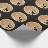 満月のハロウィーンのゴシック様式の黒猫 ラッピングペーパー (角)