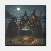 満月のビーチで三人の魔女が作る魔法の薬 マグネット (正面)