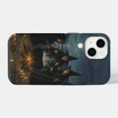 満月のビーチで三人の魔女が作る魔薬の鍋 iPhoneケース (裏面横)
