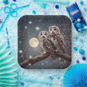 満月のフクロウ ペーパープレート (パーティー)