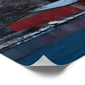 満月のポスター付き古い赤い木製の小屋 ポスター (角)