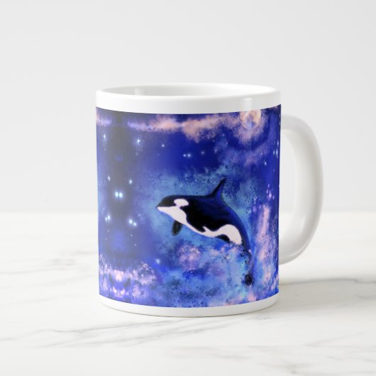 満月のマグカップにクジラ ジャンボコーヒーマグカップ (正面右)