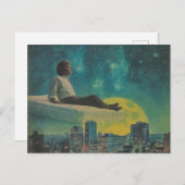 満月の上の魔法の浮き上がったマットレス ポストカード (正面/裏面)