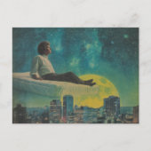 満月の上の魔法の浮き上がったマットレス ポストカード (正面)