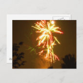 満月の下での花火 ポストカード (正面/裏面)