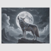 満月の下でハウリングオオカミ – Decopage 薄葉紙 (正面)