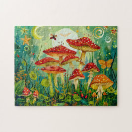 満月の下でハラタケ科のキノコを飛ばす ジグソーパズル