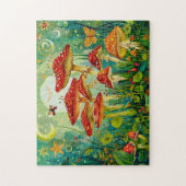 満月の下でハラタケ科のキノコを飛ばす ジグソーパズル (縦)