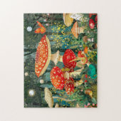 満月の下でハラタケ科のキノコを飛ばす ジグソーパズル (縦)