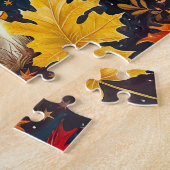 満月の下でハラタケ科のキノコを飛ばす ジグソーパズル (側面)