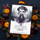 満月の下でハロウィンのかわいい吸血鬼 招待状