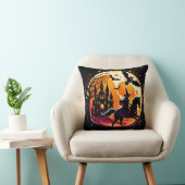 満月の下で劇的なハロウィーンの馬に乗ること クッション (椅子)