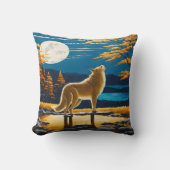 満月の下で吠える狼 クッション (正面)