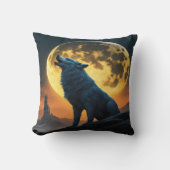 満月の下で夜鳴るファンタジー風景 クッション (正面)