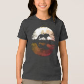 満月の下で孤独なオオカミ トライブレンドＴシャツ (正面)