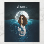 満月の下で平和に暮らす美しい人魚 ワインラベル (シングルラベル)