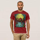 満月の下で恐ろしいクモ – ポップ・アートの Art Ho Tシャツ (正面フル)